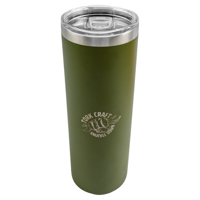 TORK CRAFT STAINLESS STEEL SKINNY TUMBLER C/W STRAW CAMO GREEN