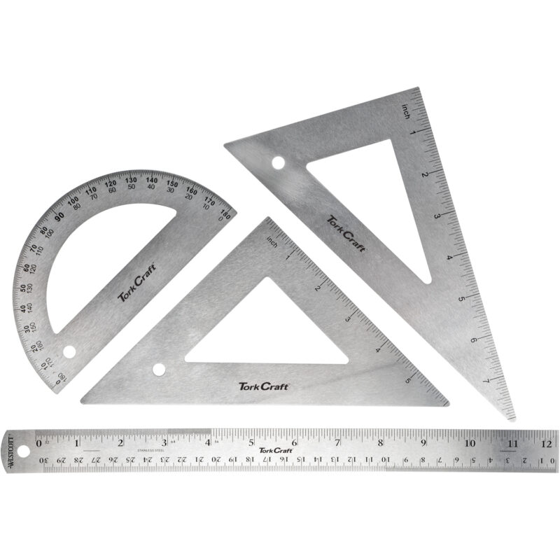 PROTRACTOR RULER & 2 X TRAINGLE SET 4PC