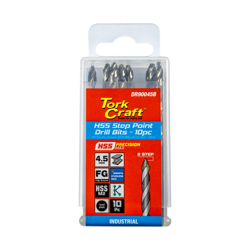 PRECISION-MAX STEP POINT 4.5MM HSS DRILL 10 PACK