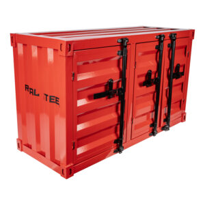 METAL CONTAINER STORAGE BOX 1000 X 400 X 600MM RED 3 DOOR SINGLE SHELF