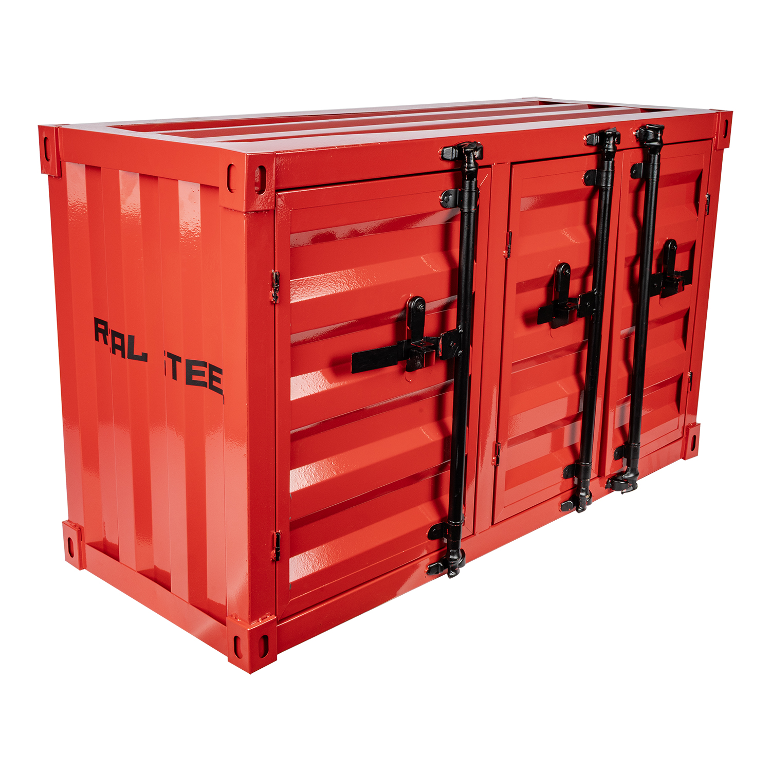 METAL CONTAINER STORAGE BOX 1000 X 400 X 600MM RED 3 DOOR SINGLE SHELF