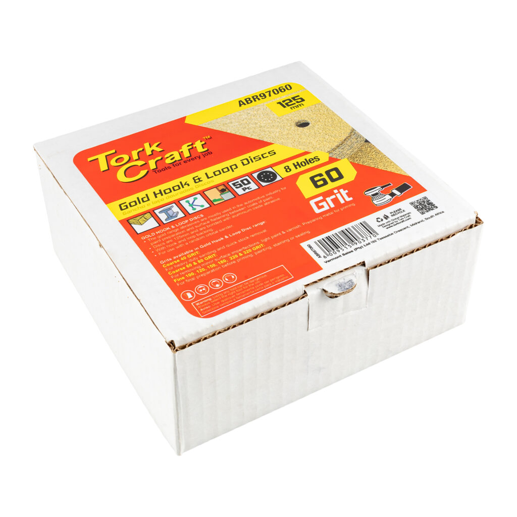 GOLD DISC (50 PIECES) 60 GRIT 125MM X 8 HOLES HOOK AND LOOP | Shop Pro-Connect South Africa