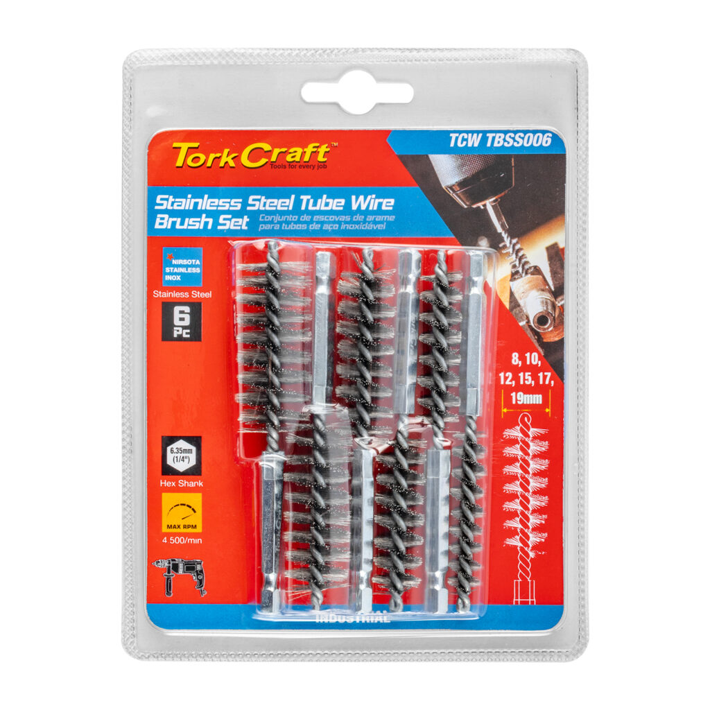 TUBE BRUSH 6PC SET STAINLESS STEEL 6
