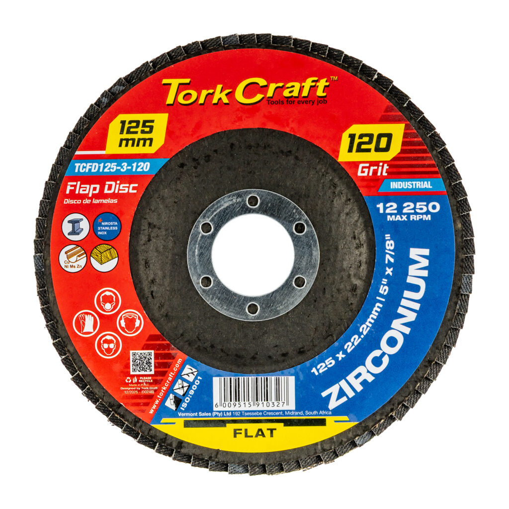 FLAP DISC ZIRCONIUM 125MM 120 GRIT FLAT | Shop Pro-Connect South Africa