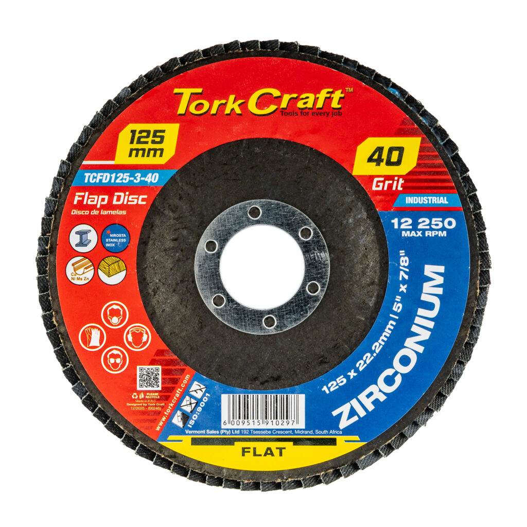 FLAP DISC ZIRCONIUM 125MM 40 GRIT FLAT | Shop Pro-Connect South Africa